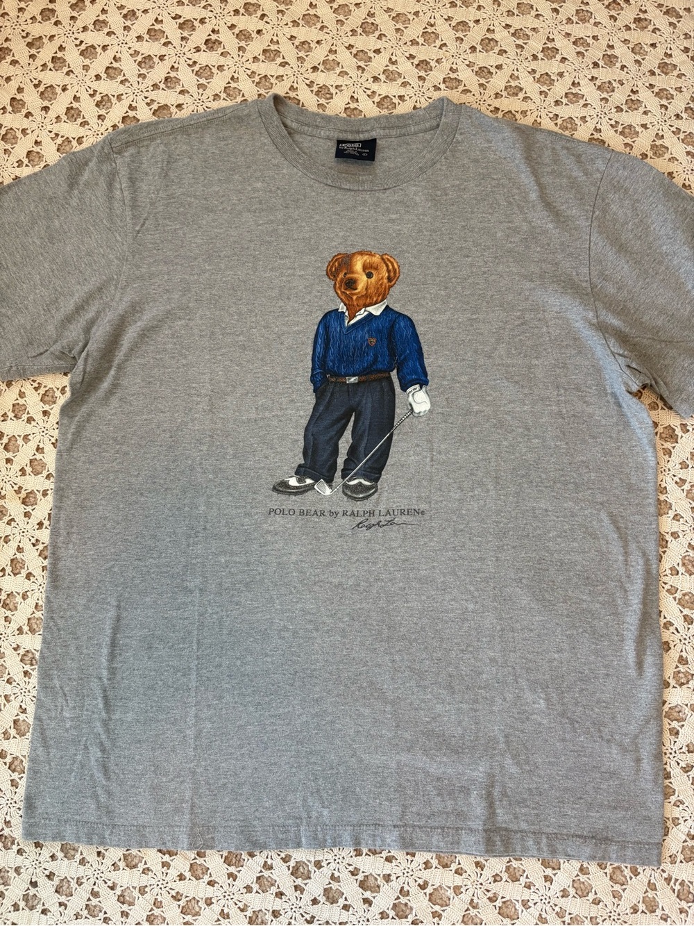 Vintage Polo Bear by Ralph Lauren Golf T-Shirt   Heather Grey Size Large